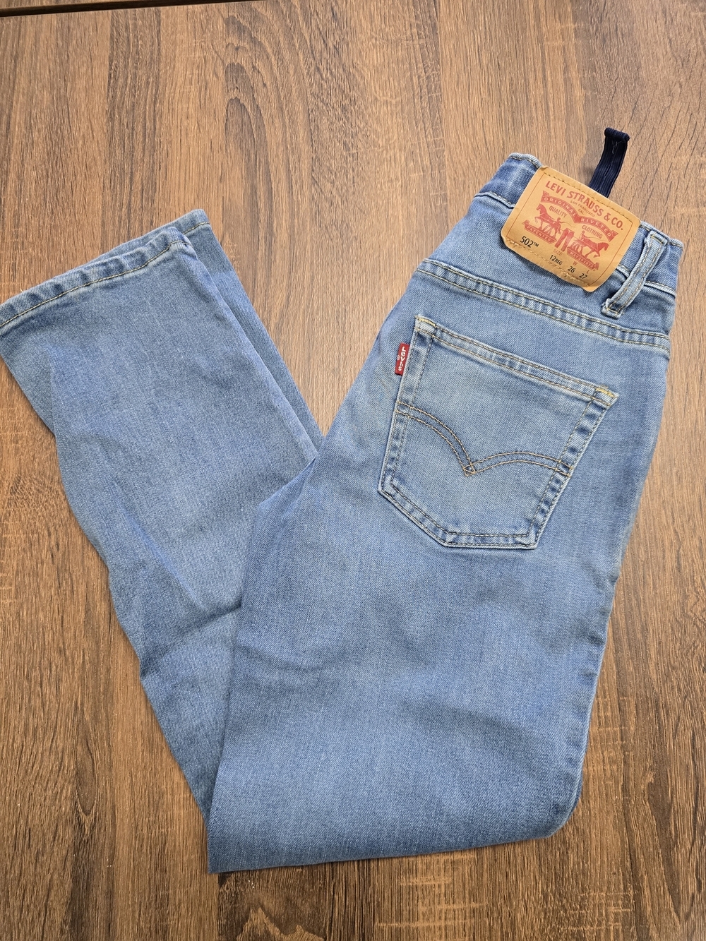 Levi's 502 Boys Size 12 Regular Adjustable Waist Jeans 26x27 Light Wash